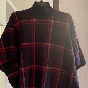 Navy plaid poncho